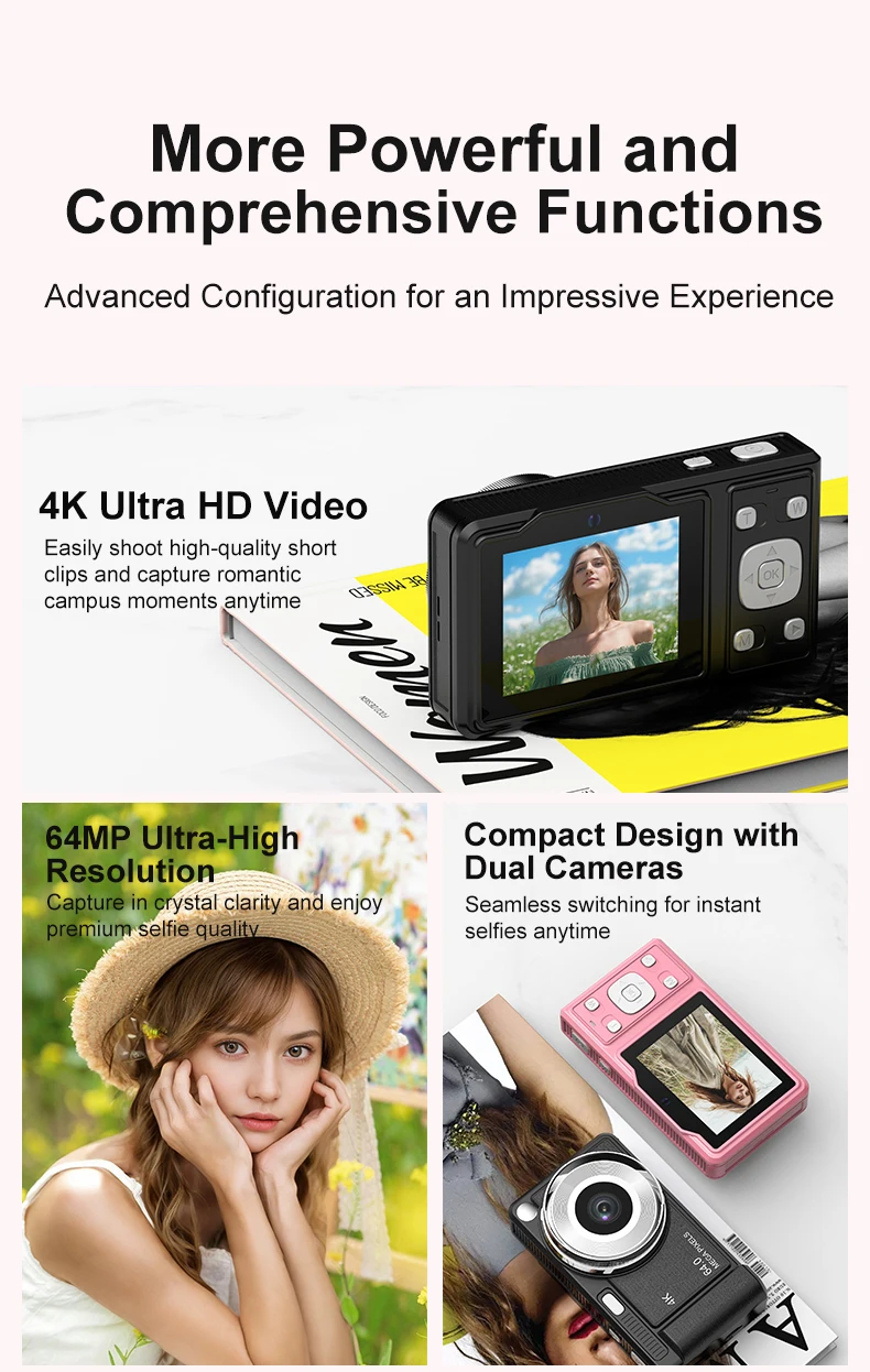 Mini Retro Vintage  Selfie Camera Digital Zoom Anti-Shake for Children's Travel CCD Sensor Element Economical