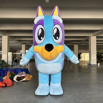 2m 2.6m walking plush inflatable cartoon character bluey mascot costume for parade cartoon dog mascot suit