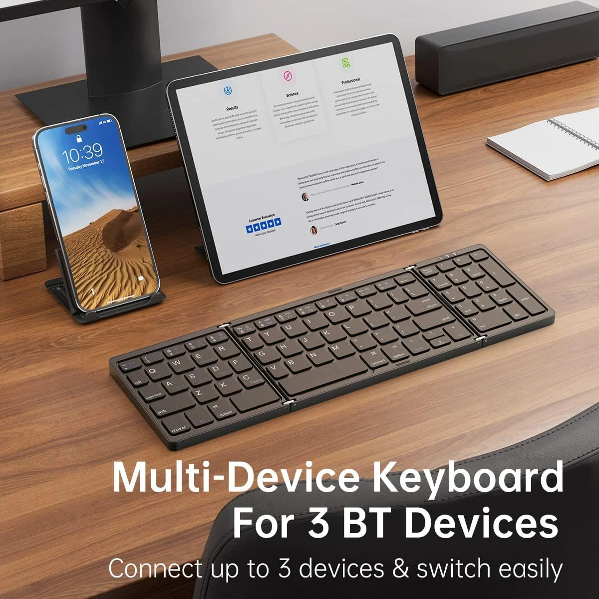 Foldable Wireless Keyboard German Spanish French English USBC Rechargeable for iPad Laptop Tablet Travel Portable Numeric Keypad