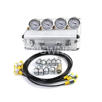 New 4 Gauge Hydraulic Pressure Test Kit Hydraulic Gauge Test Tool For Excavator Construction Machinery