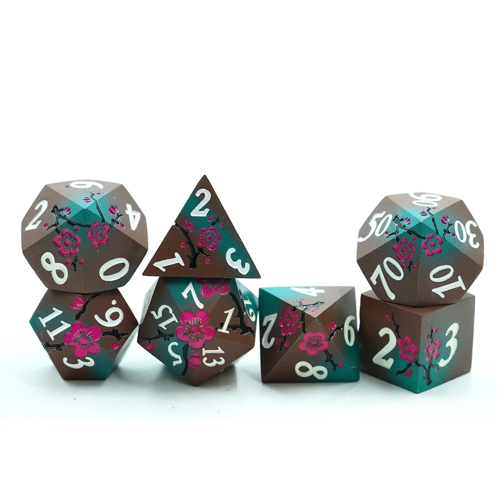 7PCS Flower Dice Set with Gradient Colorful DND RPG Portable Toys for Adults Kids TRPG D4 D6 D8 D10 D12 D20