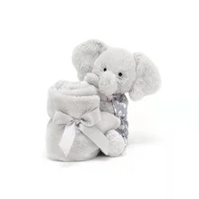 Custom Newborn Baby Toys Plush Animals Lovely Elephant Soft Soother Comforting Soothing Towel Baby Knitting Animal Blanket