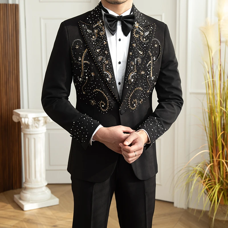 Customised Rhinestone Sparkling Men's Wedding Dresses