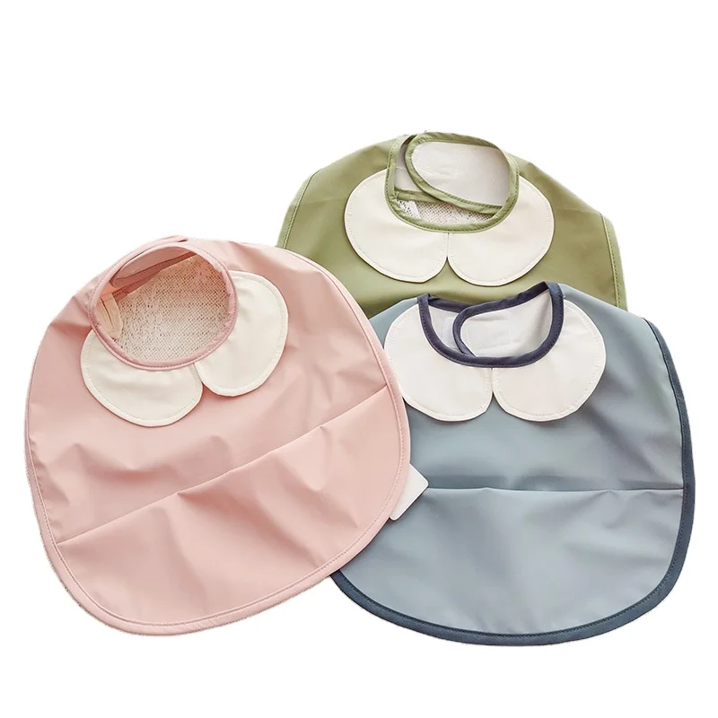 Infant Toddlers Baby PU Feeding Bibs Waterproof Cute Decorative Collar Smock for Eating Sleeveless Children Apron