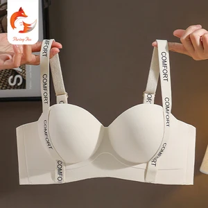 Women's Wire Free Breathable Invisible Push up Bra with U-Back Solid Pattern for Full Cup Tops