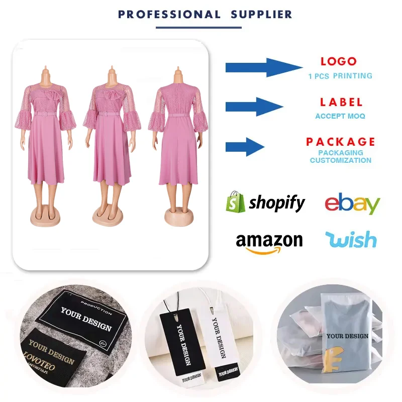 Plus Size Lace Patchwork A-Line Women's Church Dress ODM