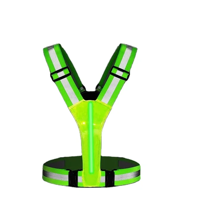 LED Reflective Vest Running Gear USB Rechargeable LED Light Up Vest High Green 