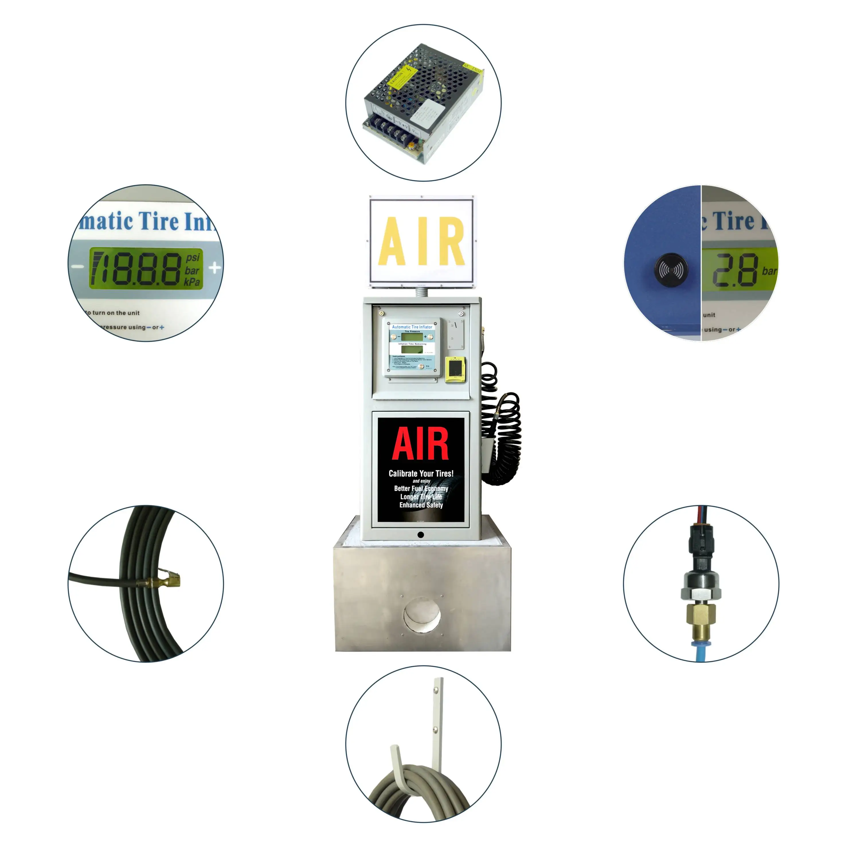 G5 Coin Operated Gas Station Air Inflation Machine Air Compressor Tire Inflator Other Vehicle Tools Petrol Station Air Inflators