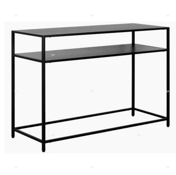 Modern Black Metal Console Table with Shelf