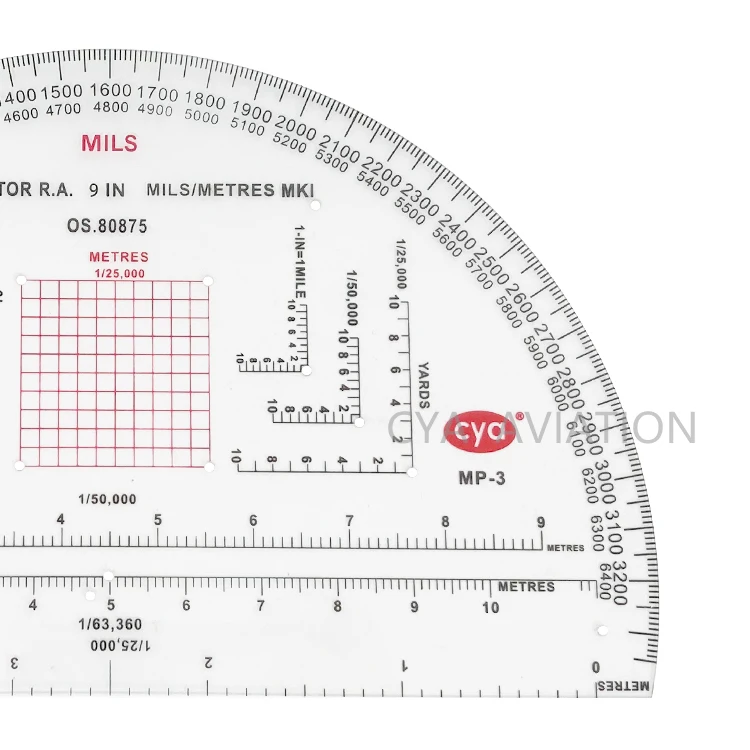 Map Protractor - for Map Reading and Navigation - MILS/Degrees/Meters/Yards