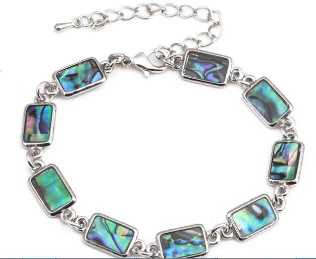 Various Abalone Paua Shell Bracelets Heart Clover butterfly Dolphin Paua Shell Link Chain Bracelets Custom Shell Bracelets