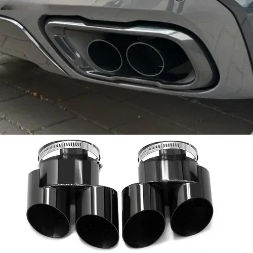 for BMW X5 G05 / X6 G06 / X7 G07 Stainless Steel Clamp-On Quad Dual Pipe Exhaust Tips Performance