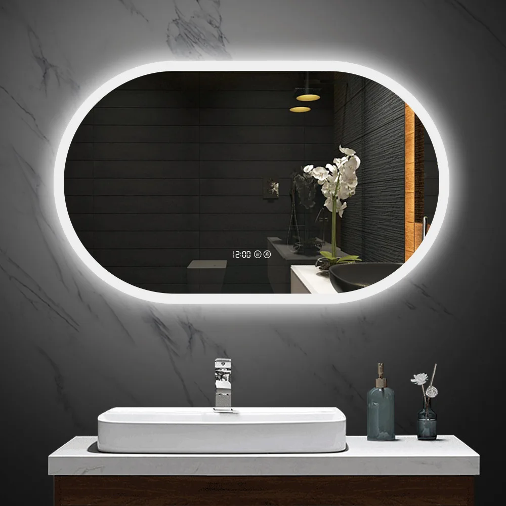 Backlit Wall Mounted Touch Switch Sensor Luxury Oval Bathroom Led Mirror Oval Buy Oval Bathroom Mirrors