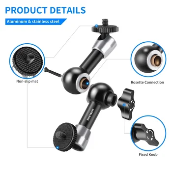 NEEWER 9.8"/25cm Adjustable Magic Arm with Super Clamp for Flash/LED Light/Microphone/Monitor , Max Load: 4.4lb/2kg, ST25C detail image