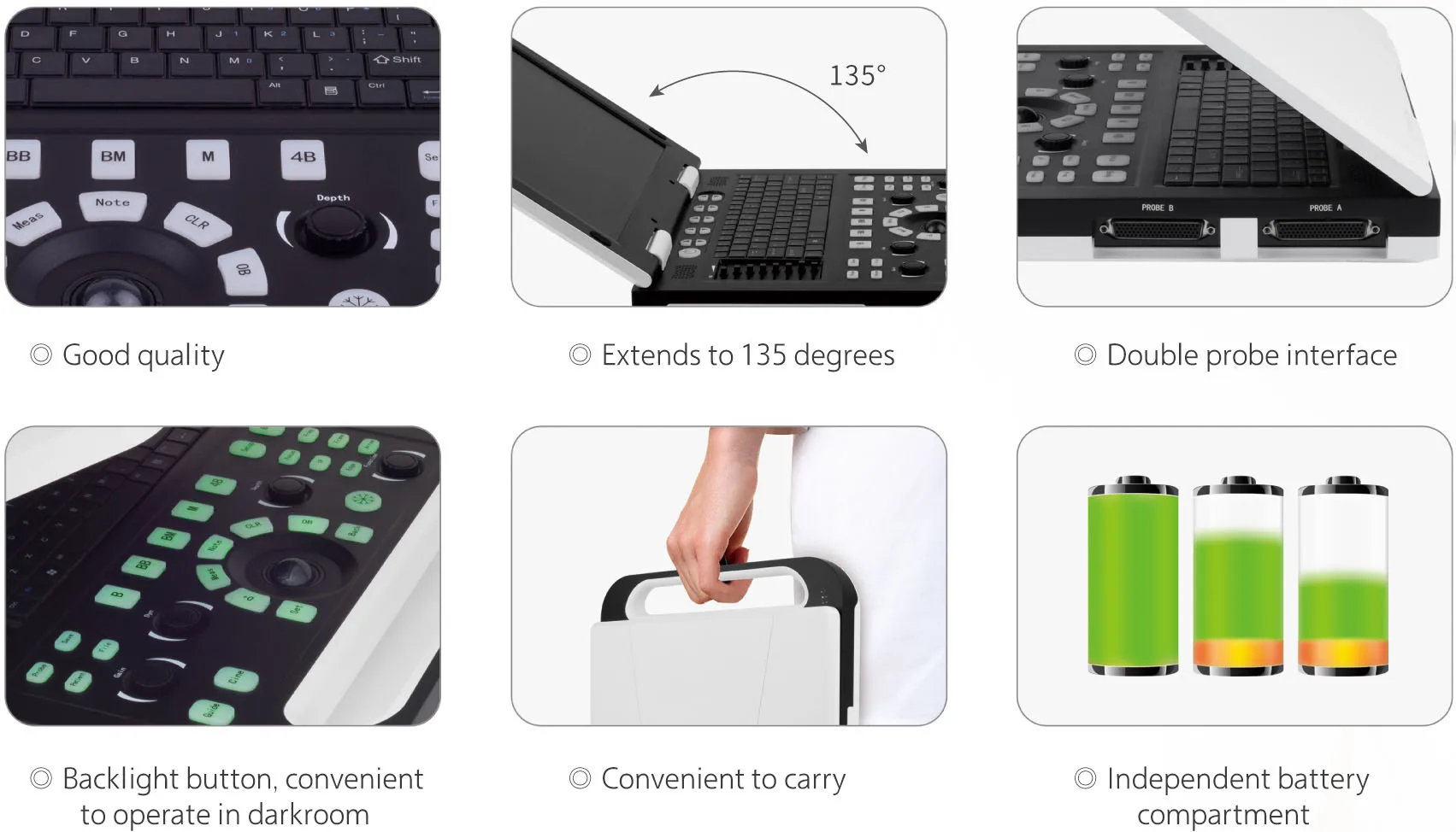 High Quality Hospital Use Portable All Digital Laptop Ultrasound Machine With Dual Probe Interface factory