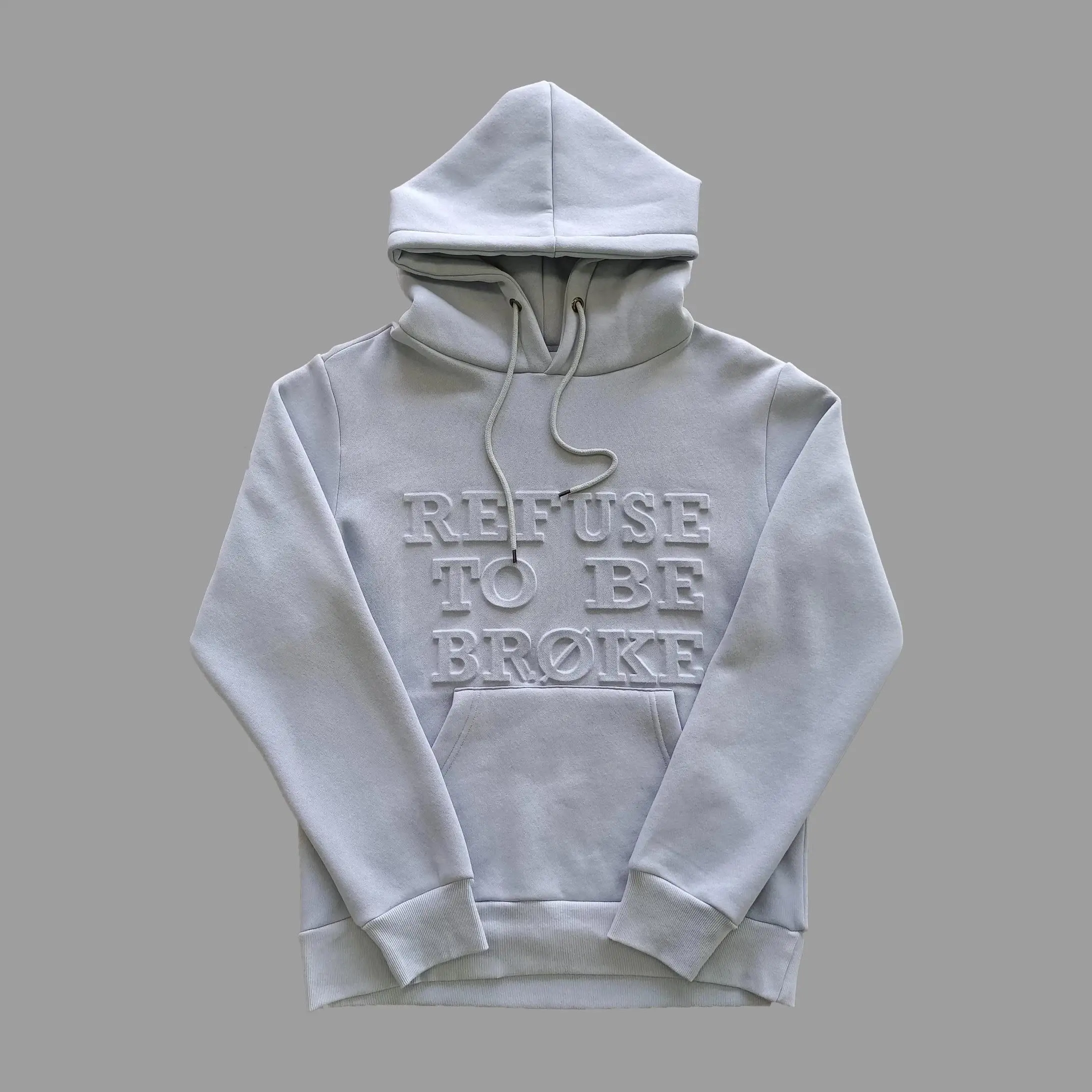 Custom Logo Men's Casual Solid Embossing Hooded Sweatshirt Heavyweight