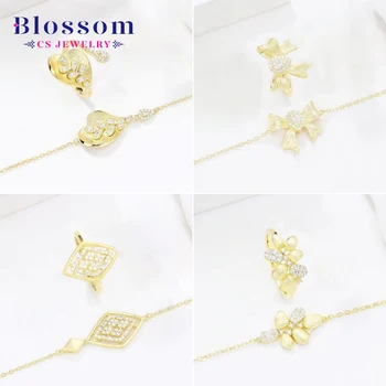 Blossom CS Jewelry Popular Design Gold Plated Jewelry Sets 925 Sterling Silver Fine Fashion Zirconia Bracelet Ring Set for Women