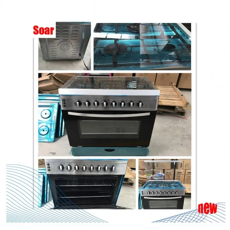90X60cm 4 Gas +2 Electric Cooking Range Stove With Bakery Oven And Pizza