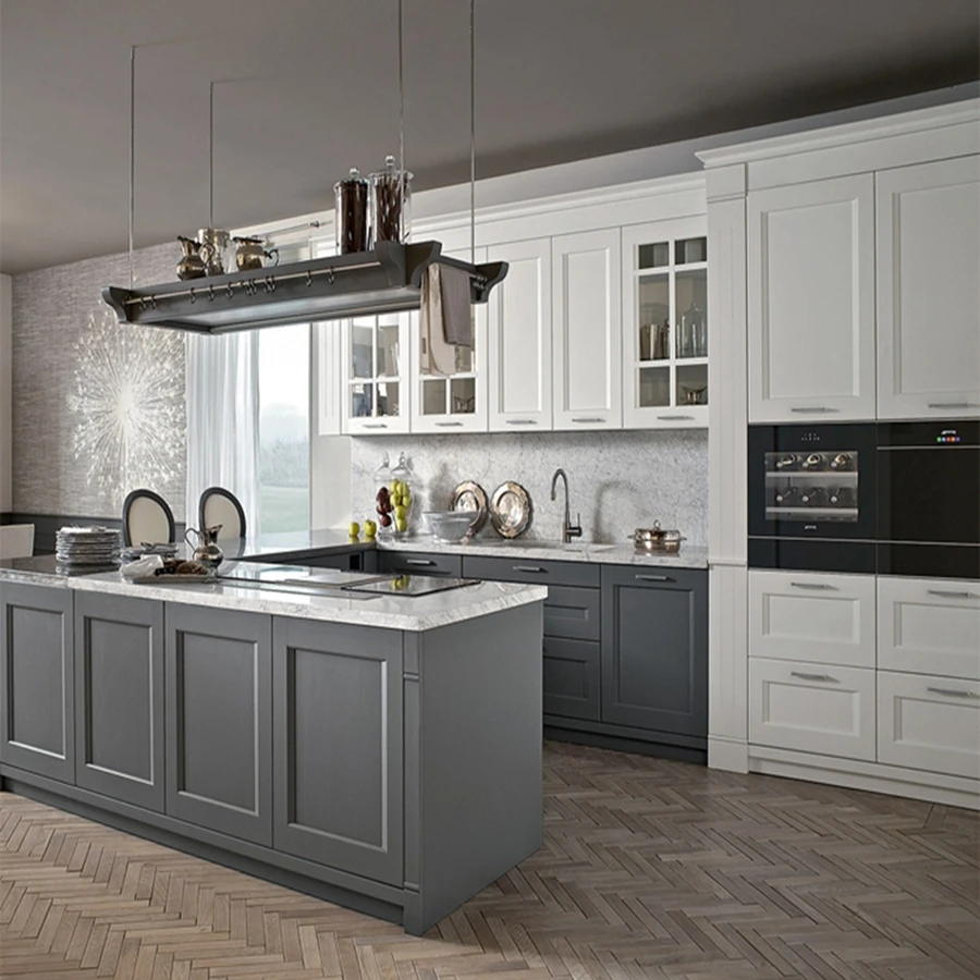 Shaker Gray Glossy Ethiopian Furniture Kitchen Set European