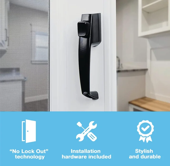 Tie Down Push Button Door Latch for Screen and Storm Doors, Black ...