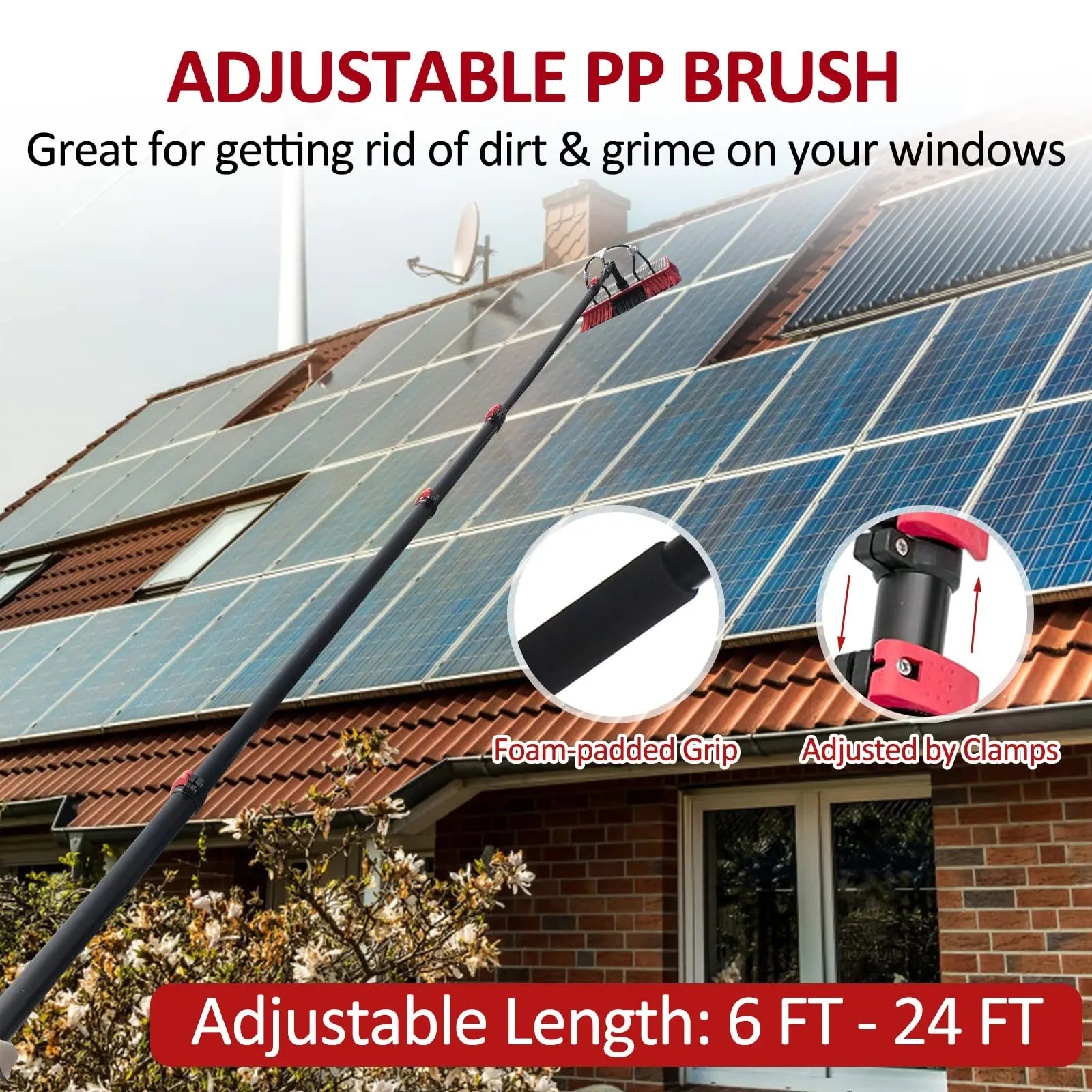 Solar Panel Cleaning Water Fed Pole 6M Telescopic