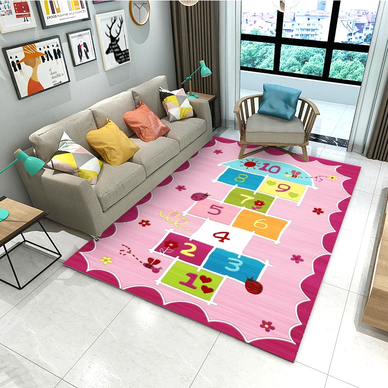 Custom Design Non-slip 3D Printing Pattern Rug Bedside Anti Fatigue Baby Play Children Mat for