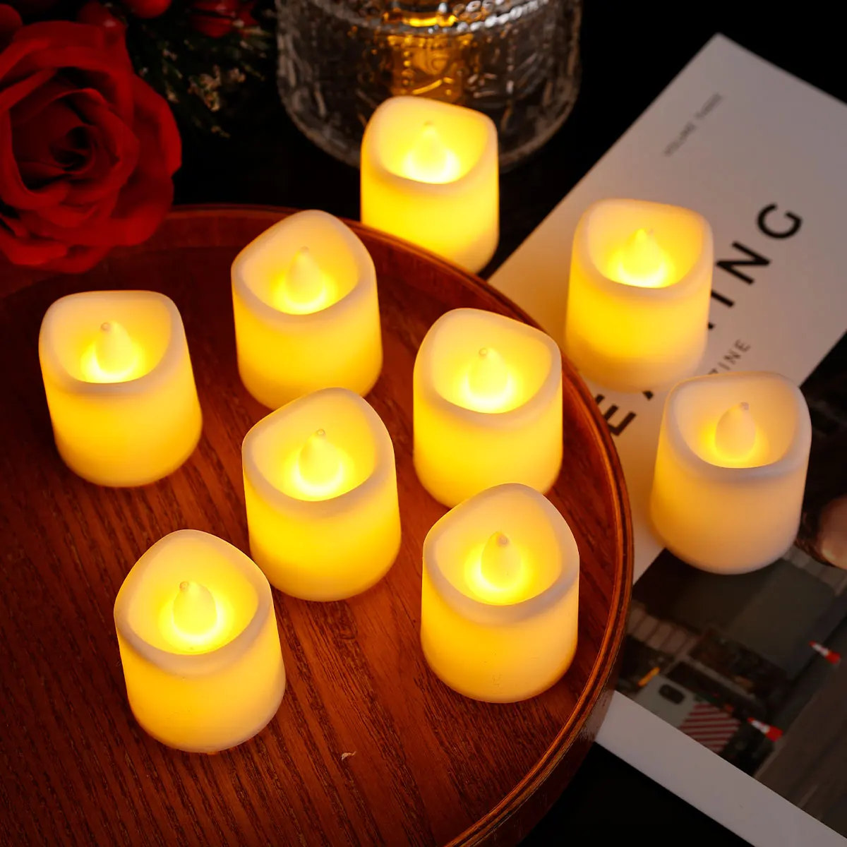 product flameless led candles small wave tea wax warm light customizable colors home decoration party decoration lights-30