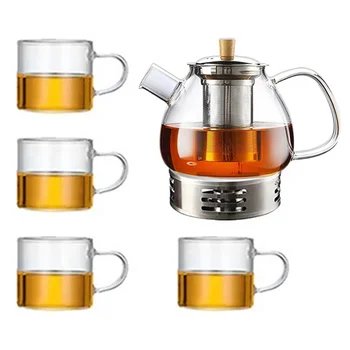 DECOMELODY Glass Teapot Warmer – High Borosilicate Glass Base With Candle For Keeping Tea Hot, Non-Slip Bottom