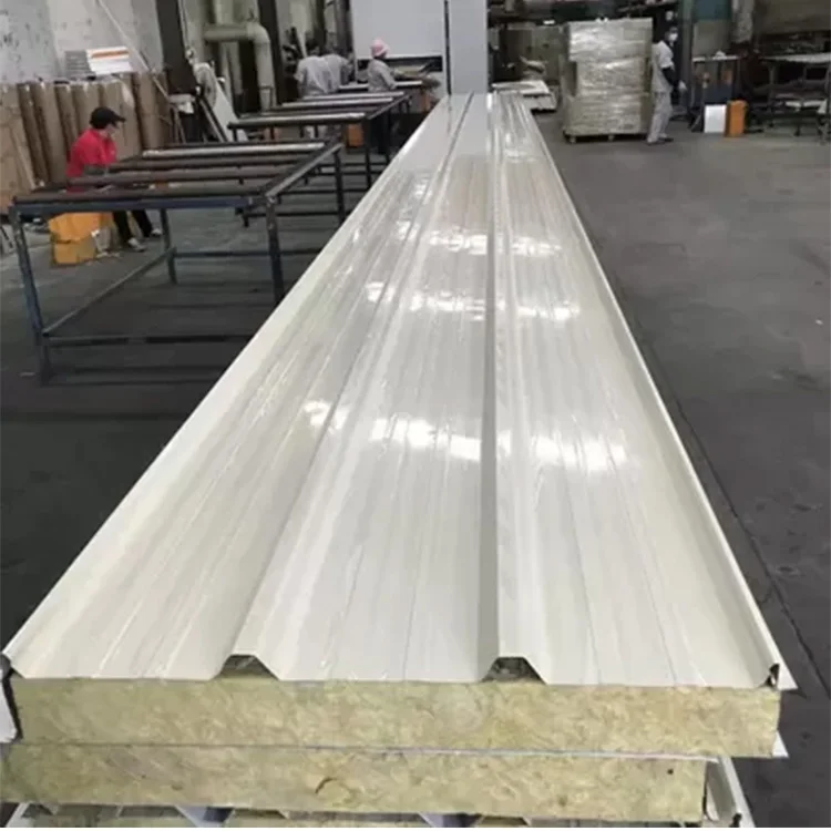 High Quality 75mm Fireproof Rock Wool Roof Panel Sandwich Panels for Building Materials