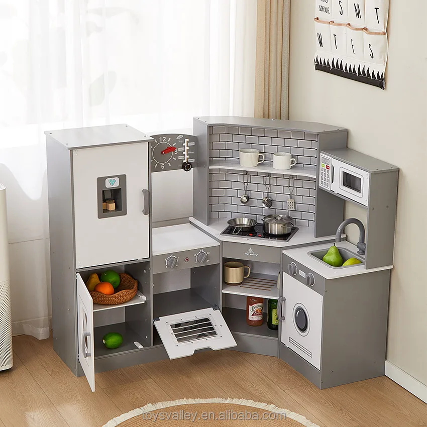 2023 детская деревянная кухонная игрушка детский деревянный игровой кухонный набор наклейка настраиваемый принт для девочек образцы Унисекс игрушки долина