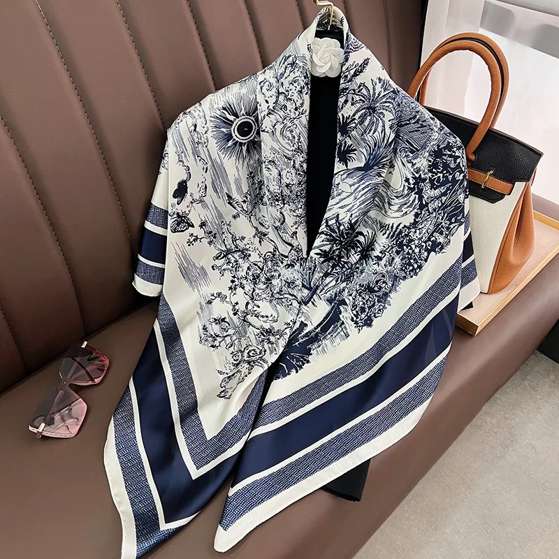 2024 Autumn New Style Big Size Silk Scarf 110*110 Fashion
