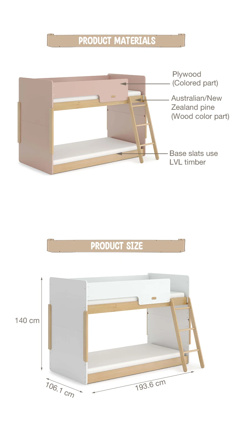 Only B2b Boori Bunk Bed Can Be Split Into Two Single Beds Pink Wooden