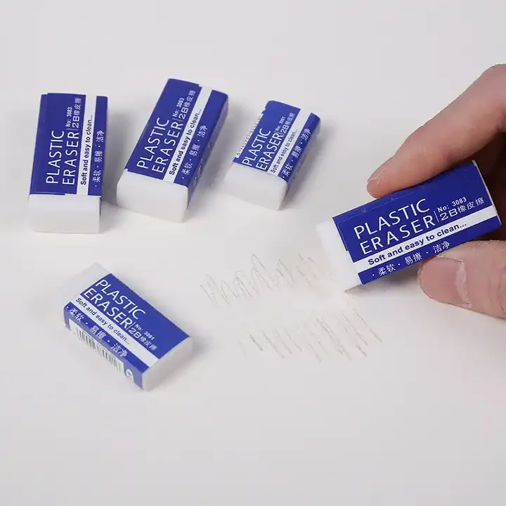 Оптовая продажа ПВХ прямоугольный производитель детские канцелярские принадлежности белый мягкий карандаш ластик