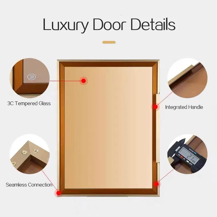 Royen Minimalist Frosted Aluminium Profile Frame Glass Door for Kitchen Cabinet Window Aluminum Frame With Hinges
