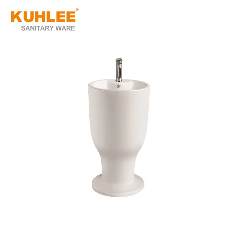 Freestanding Wash Basin Sanitary Ware Bathroom Ceramic Wash Hand Basin Pedestal Sink