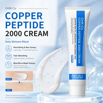 Private Label 2000ppm Ghk-cu Copper Peptide Face Cream Anti Aging Firming Moisturizer With Hyaluronic Acid Korean Skincare Cream