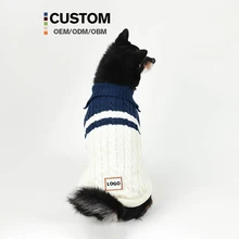 Classic Style Custom Dog Sweater Knitted Cotton Polyester Print for Winter Spring Season Factory Wholesale Lapel Dog Jumper