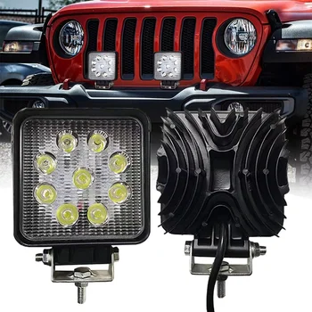 12-80v DC Square LED Spotlight for Off-road Vehicle Tractor and Truck Off-road 4x4 ATV UTV Working Headlight