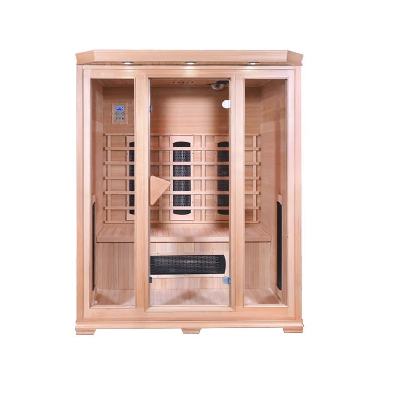 Smartmak Factory Price Solid Wood Indoor Low EMF 3 Person Far Infrared Sauna Room for Sale