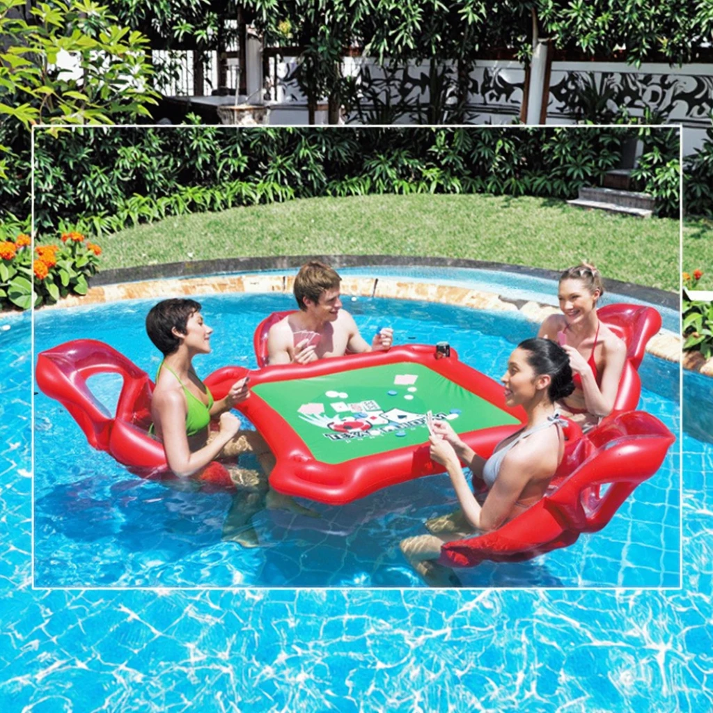 Mesa De Billar Flotante Inflable Para Piscina – Capacidad Para 4-6 Jugadores, Con Portabebidas Y Plegable, Ideal Para Verano Y Exteriores