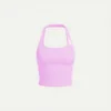 Camiseta sin mangas rosa con cuello cuadrado