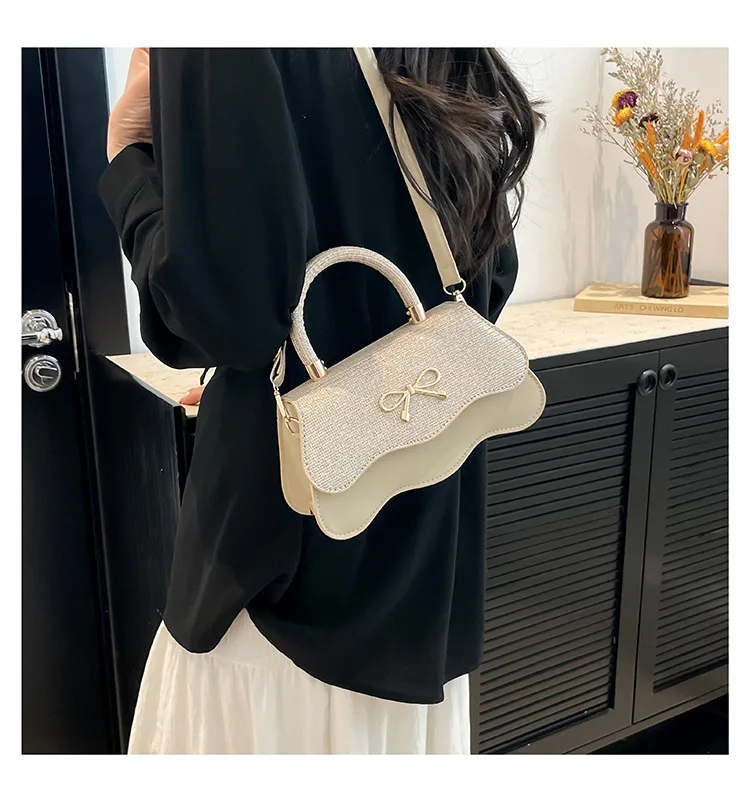 Lady Women's Fashion Bow Knot PU Leather Crossbody Shoulder Bag Butterfly Pattern Simple Daily Design 2025 Summer New Arrival