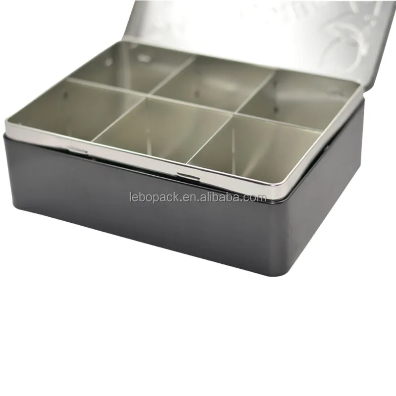 Customized Rectangle Food Grade Divided Tin Box Assorted Biscuit Cookie Storage Metal Tin Container