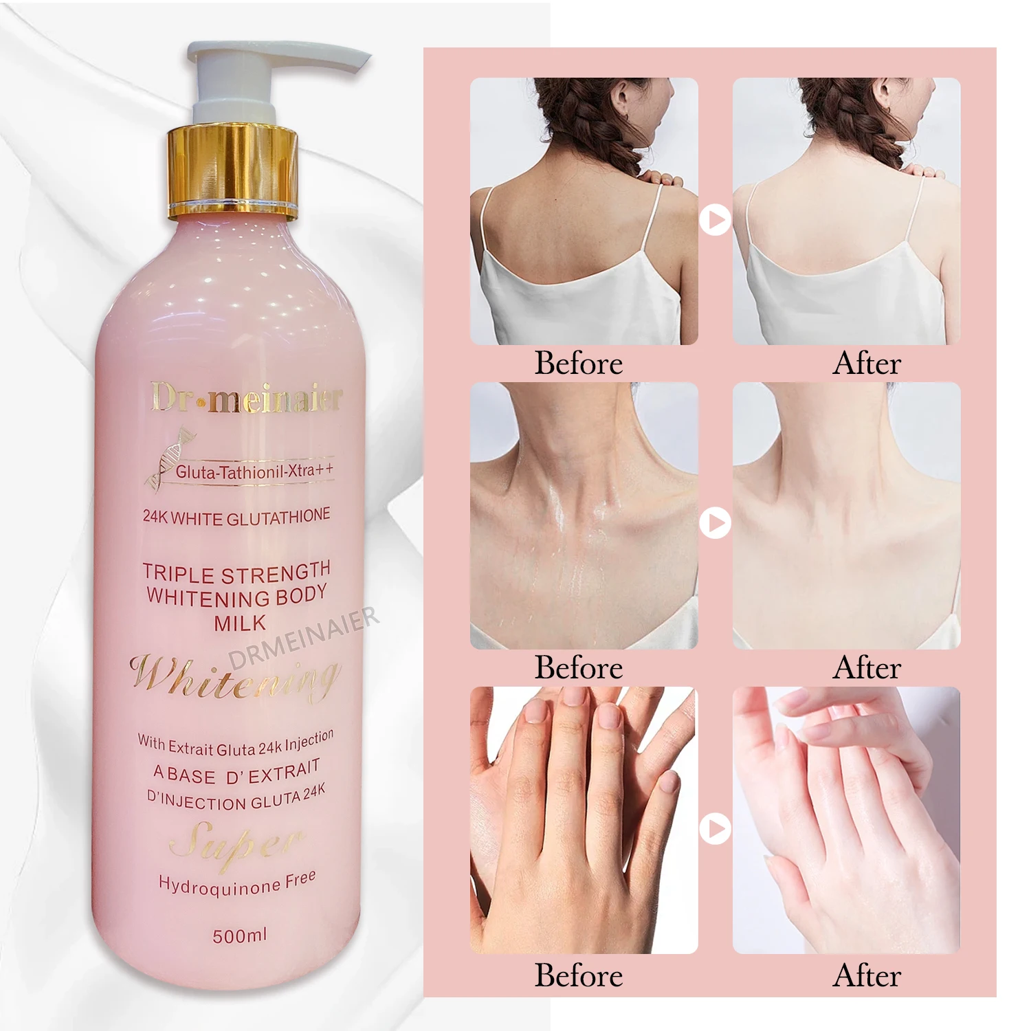 Hot Sale Milk Gluta 24k Whitening Body Lotion With Vitamin C Peptides & Hyaluronic Acid For All Skin Types