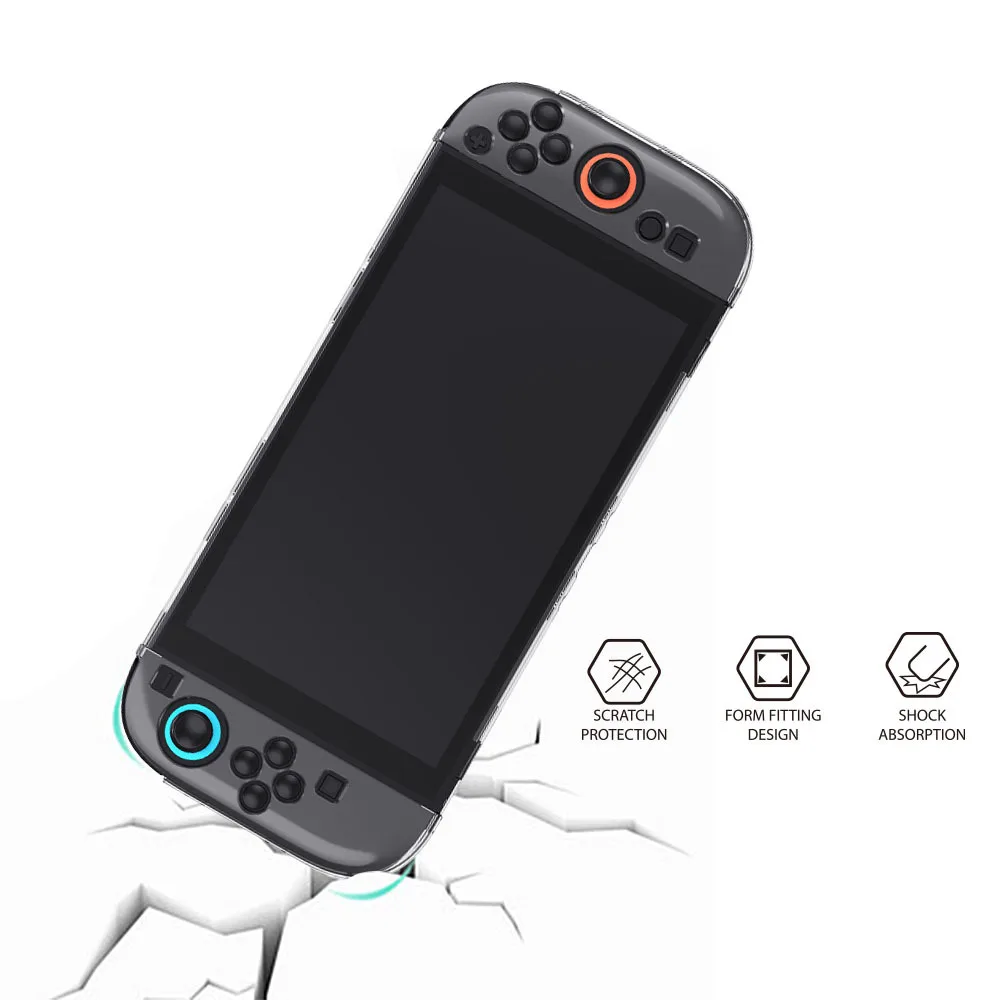 product laudtec high precision hole anti drop clear transparent cover split protective cover crystal shell  case for nintendo switch 2-5