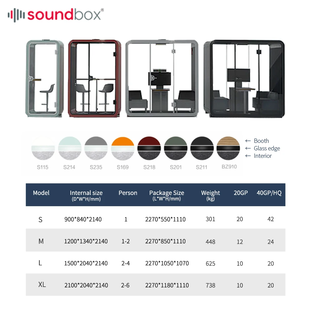 2 Person Soundproof Booth for Office Modern Private Silence Office Booth Chat Office Pod