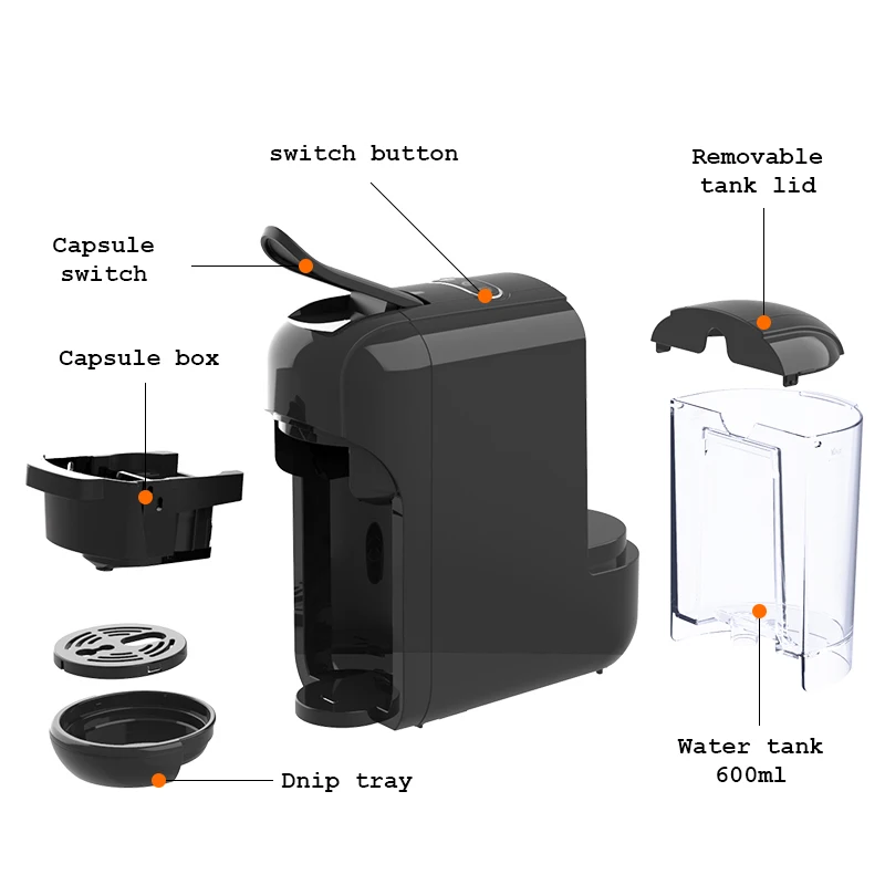 Office Professional Multi Function Coffee Maker Automatic 5 in 1 Pod Multi Capsule Coffee Machine