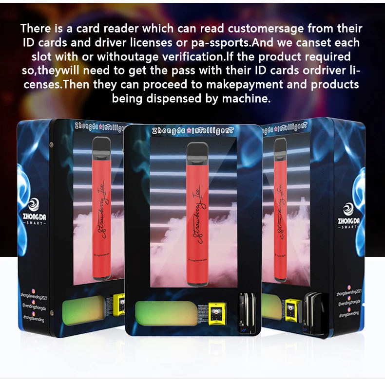 Id Card Reader Vending Machine Age Verification 32 Inch Mini Touch