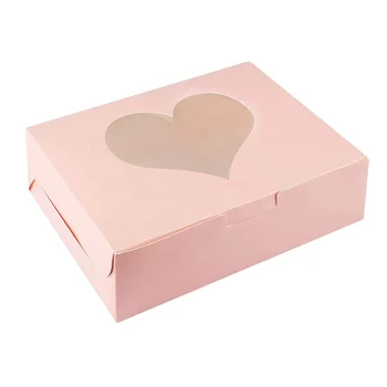 Hot sell design logo heart recyclable cake box clear plastic 12 x 12 x 8