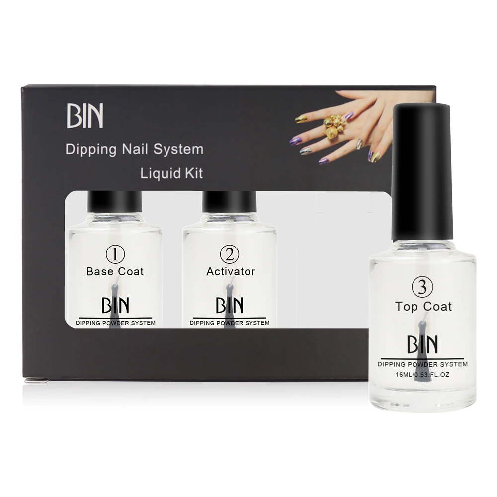 BIN Private Label Fast Dry Nail Dipping Powder Liquid Glue Dip Top Coat Dipping Powder Liquid System